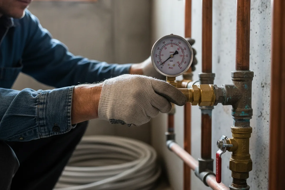 Pressure testing a repaired line during Water Line Repair in Saint Anne